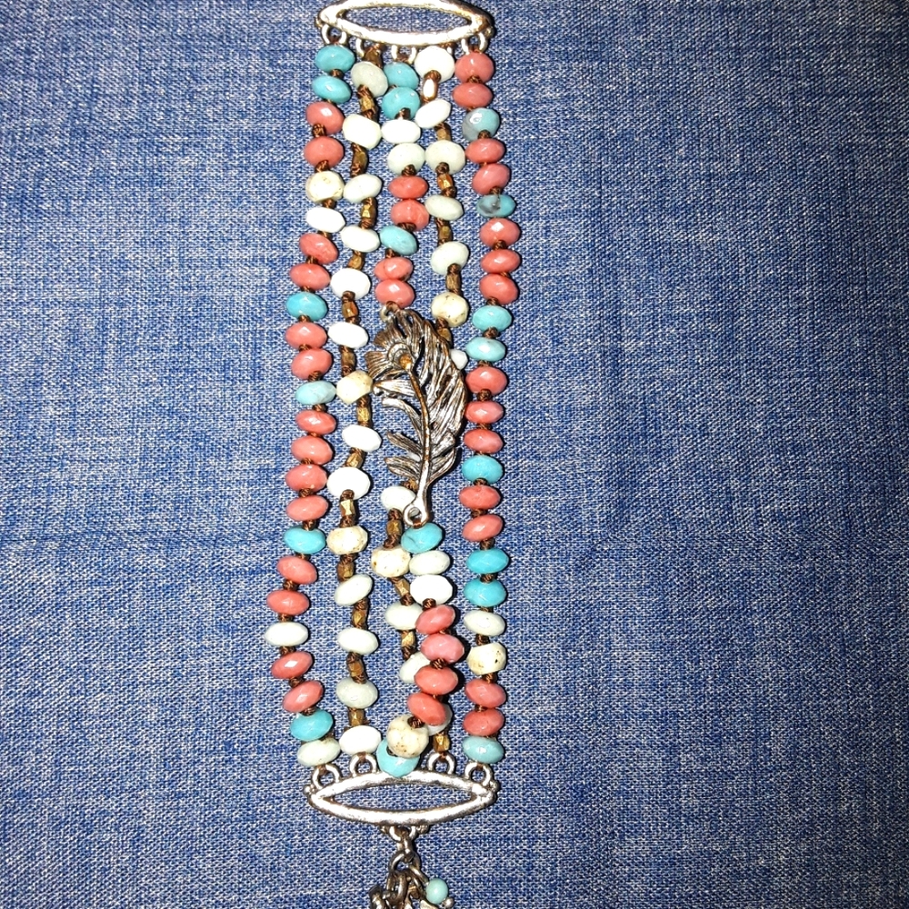 Beaded Feather Bracelet